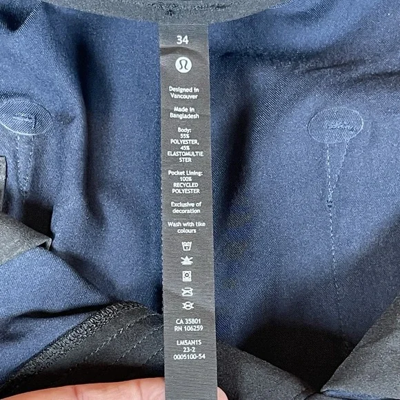 Lululemon Relaxed-Tapered Smooth Twill Trouser 34x28 True Navy Men's LM5AN1S - Picture 7 of 16